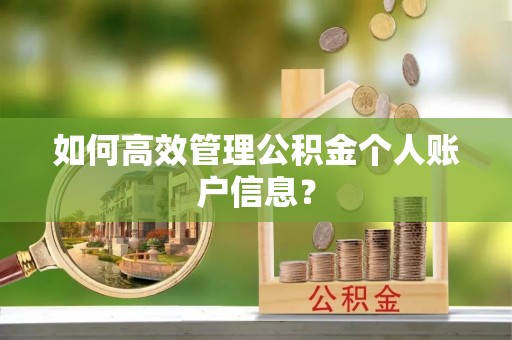 平鲁如何高效管理公积金个人账户信息？